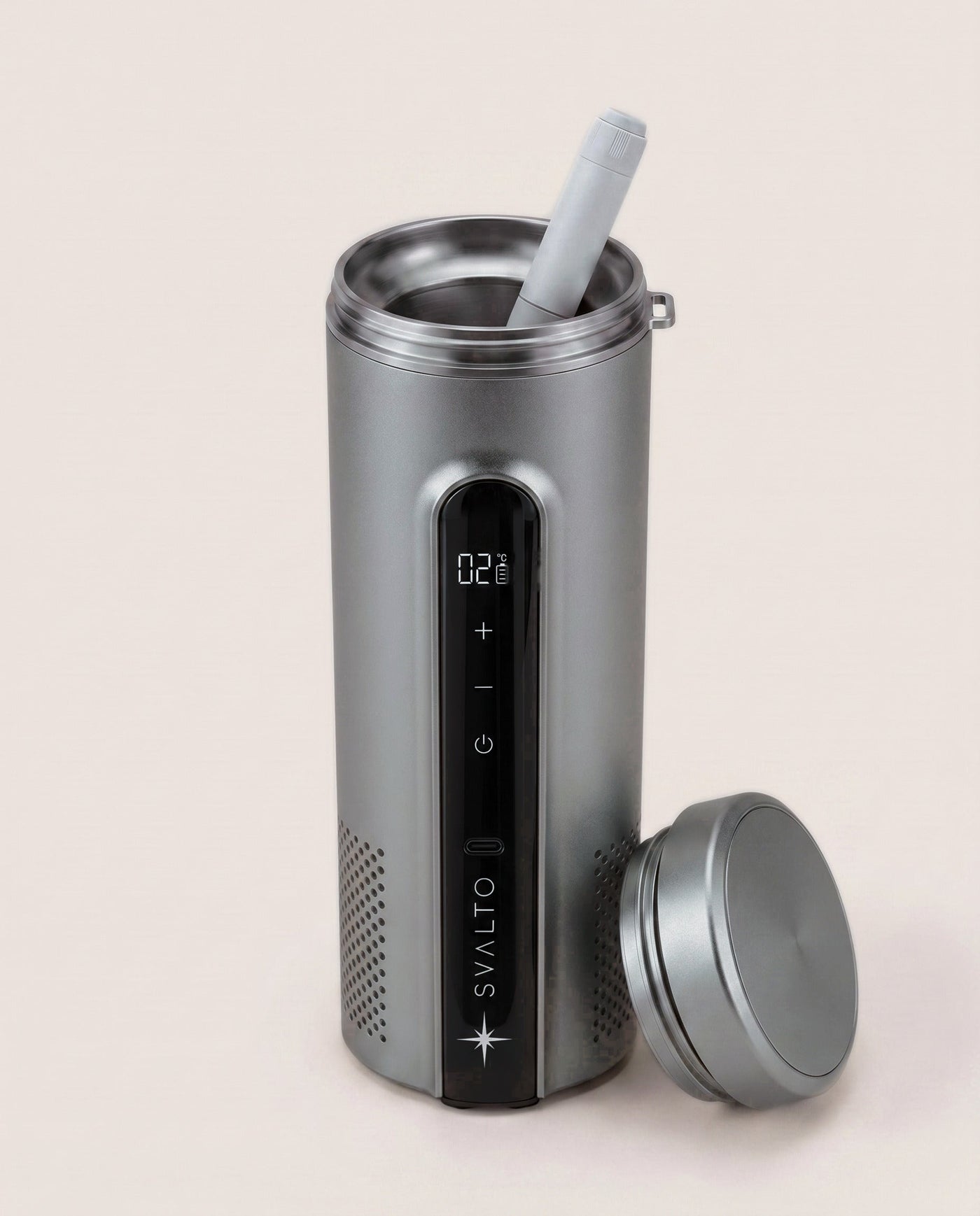 Titanium Svalto Cooler Pro — open, showing the stainless-steel cooling chamber