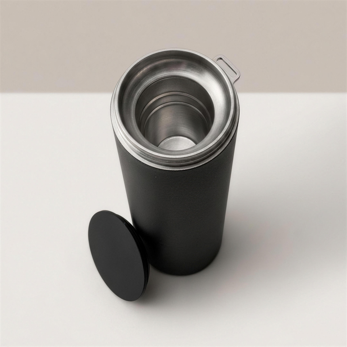 Svalto Cooler Pro with lid off showing the deep stainless-steel pen chamber