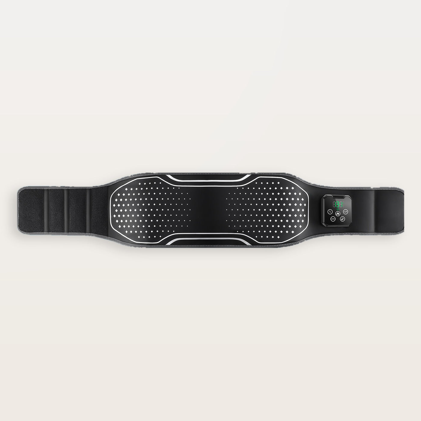 Svalto Transit Belt air-wave massage belt, flat front view with touch control pod