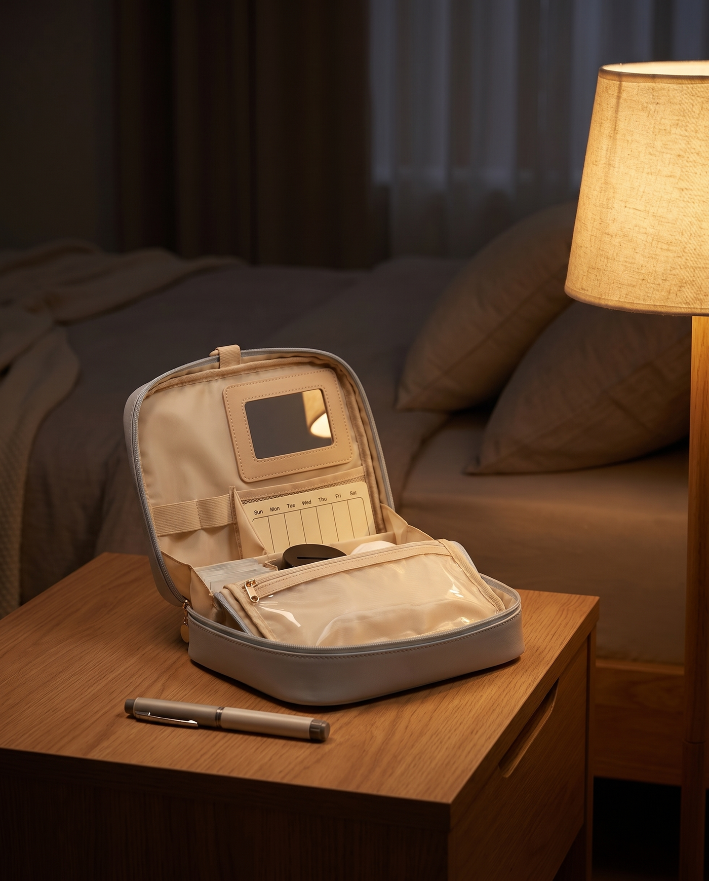 Open on the nightstand, ready for dose day