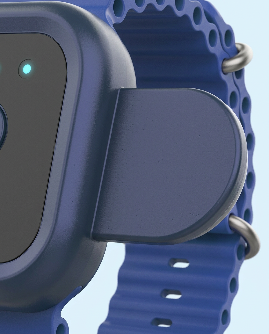 Macro close-up of the Svalto Steady electrode arm and strap texture